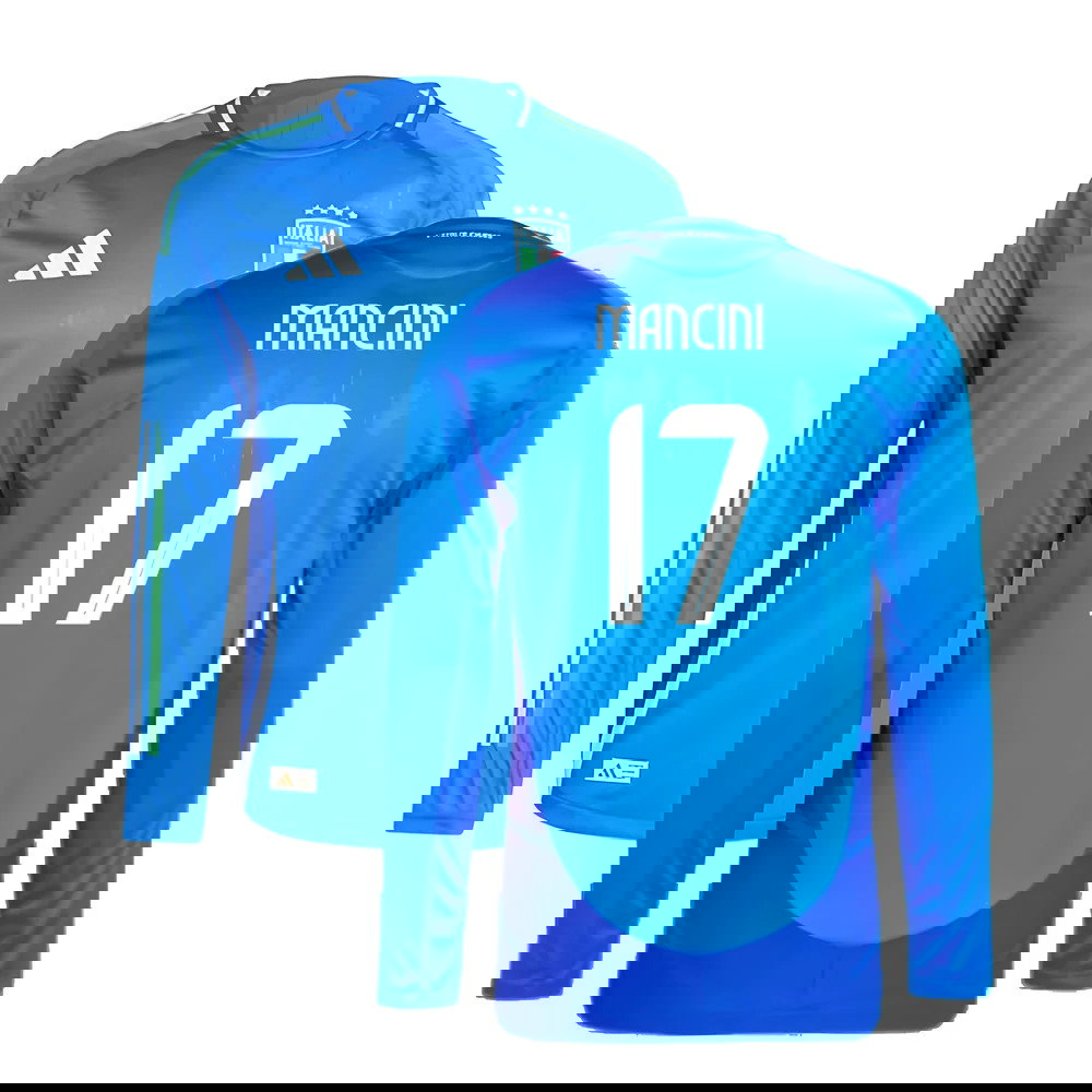 2024-2025 Italy Authentic Long Sleeve Home Shirt (MANCINI 17)