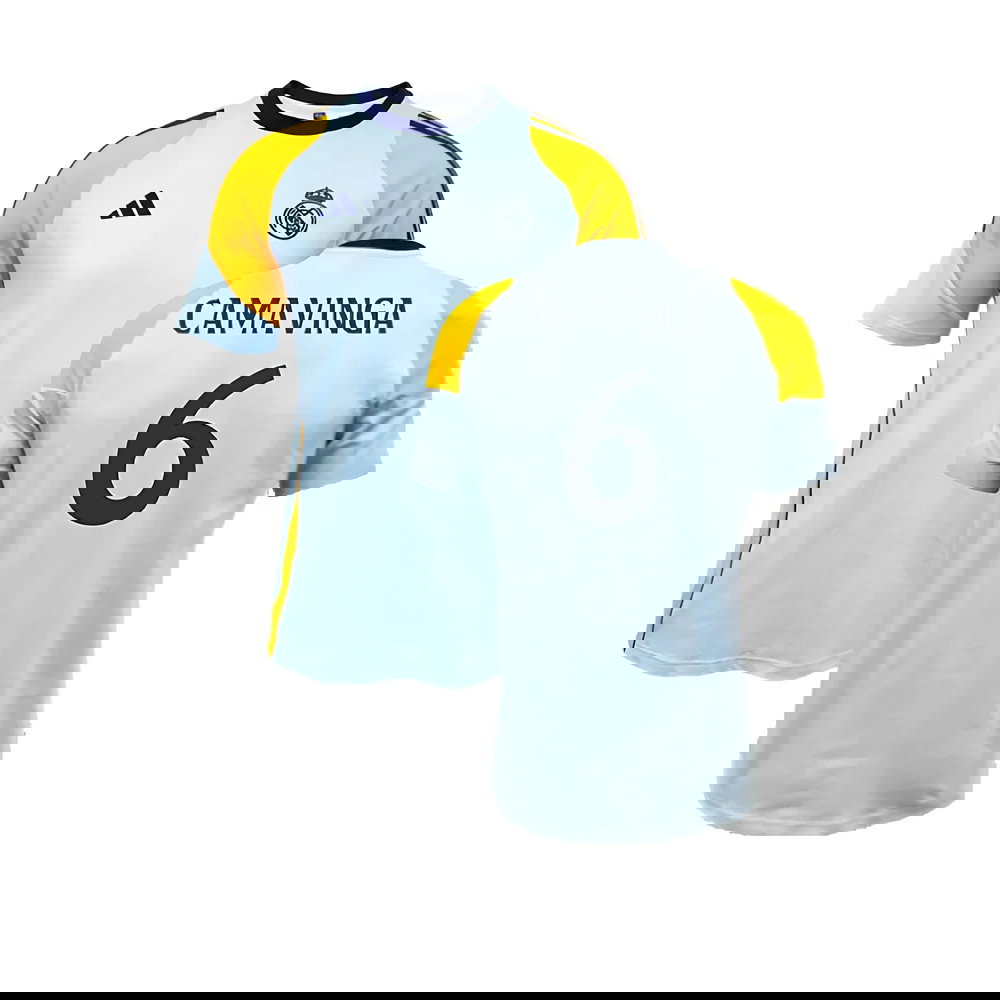 2024-2025 Real Madrid Training Tee (Glow Blue) (Camavinga 6)
