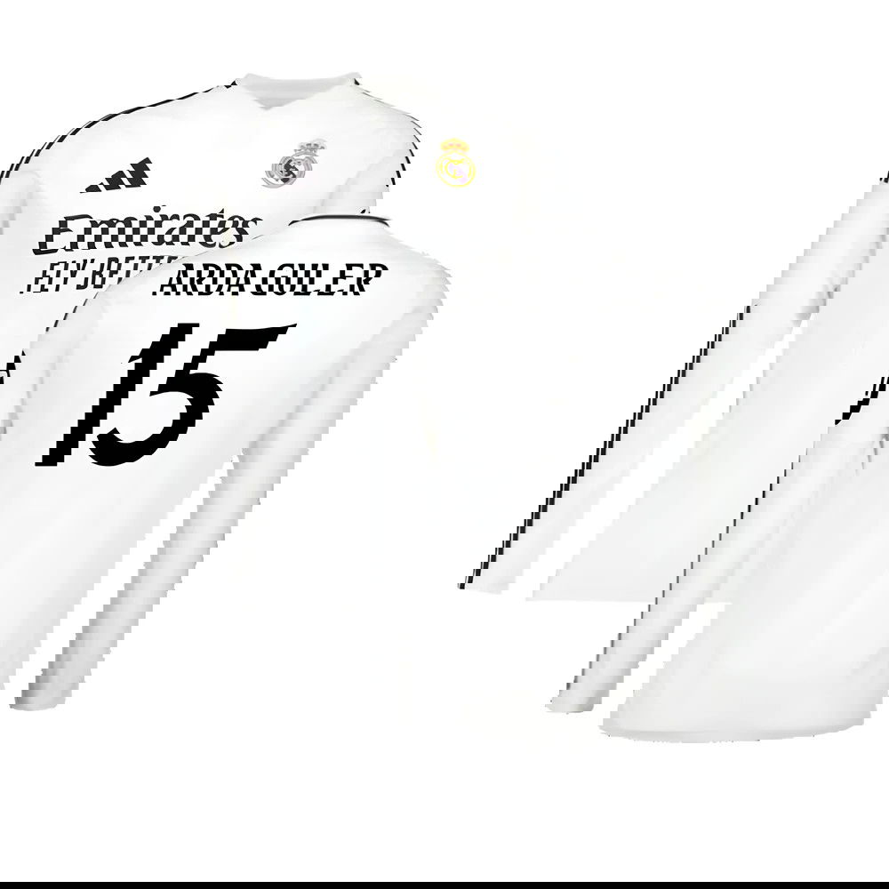 2024-2025 Real Madrid Long Sleeve Home Shirt (Arda Guler 15)
