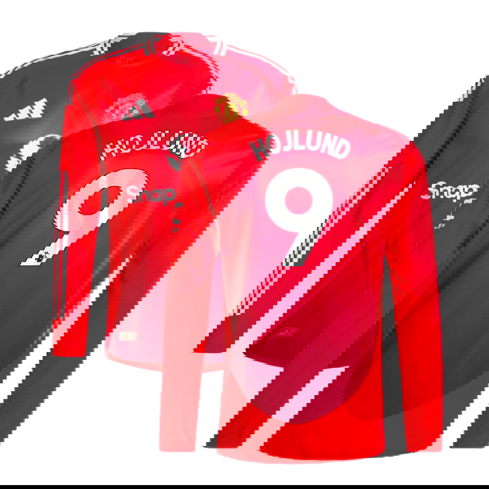 2024-2025 Man Utd Authentic Long Sleeve Home Shirt (Hojlund 9)