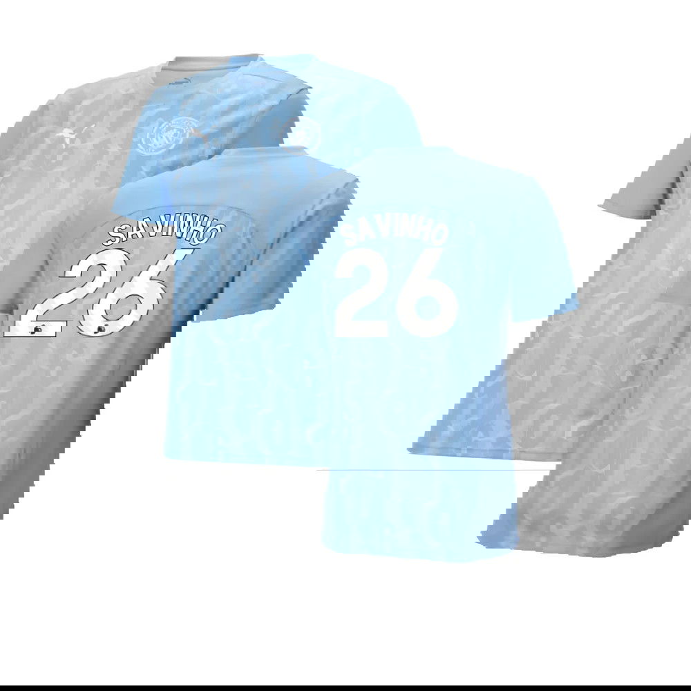 2024-2025 Man City Prematch SS Shirt (Light Blue) (Savinho 26)