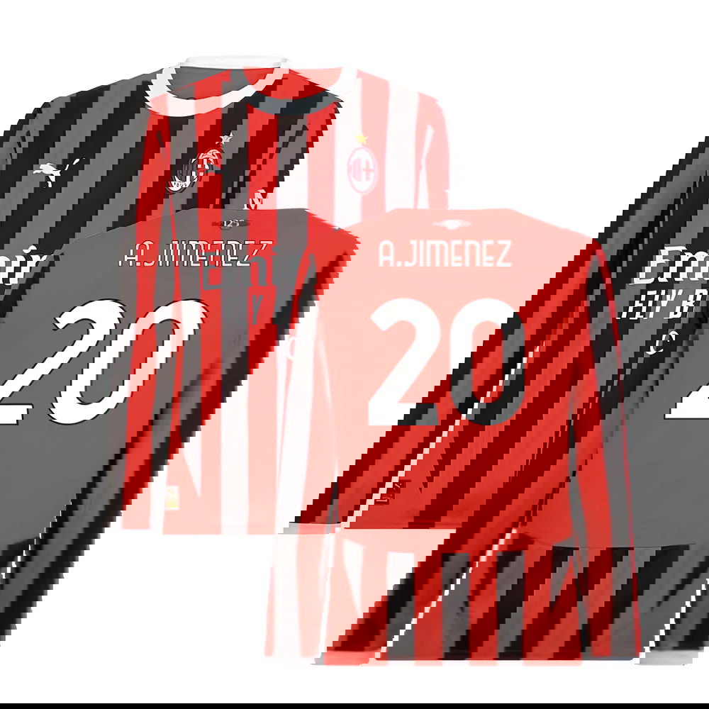 2024-2025 AC Milan Home Long Sleeve Shirt (A.Jimenez 20)