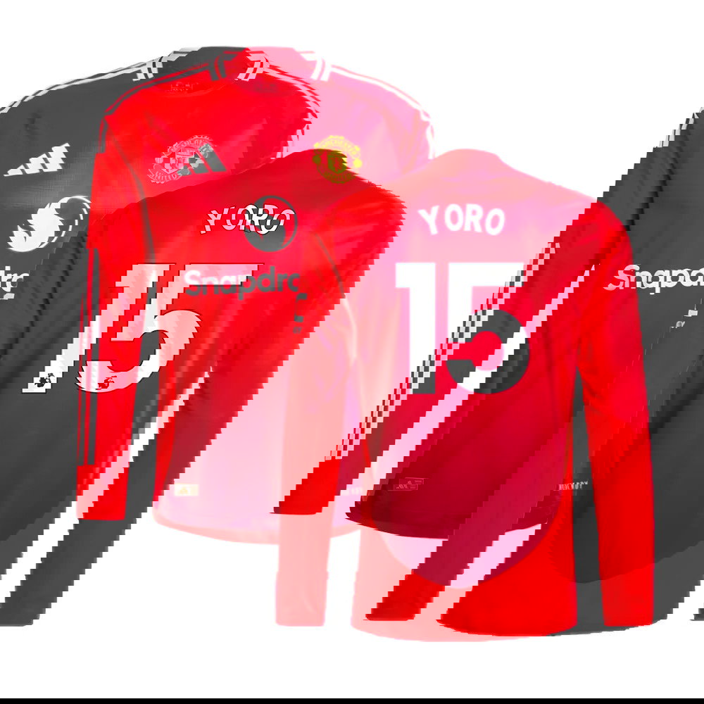 2024-2025 Man Utd Authentic Long Sleeve Home Shirt (Yoro 15)