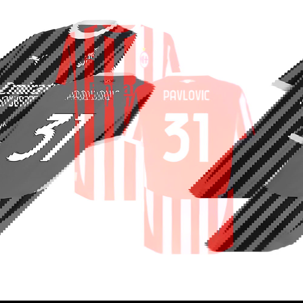 2024-2025 AC Milan Home Authentic Shirt (Pavlovic 31)