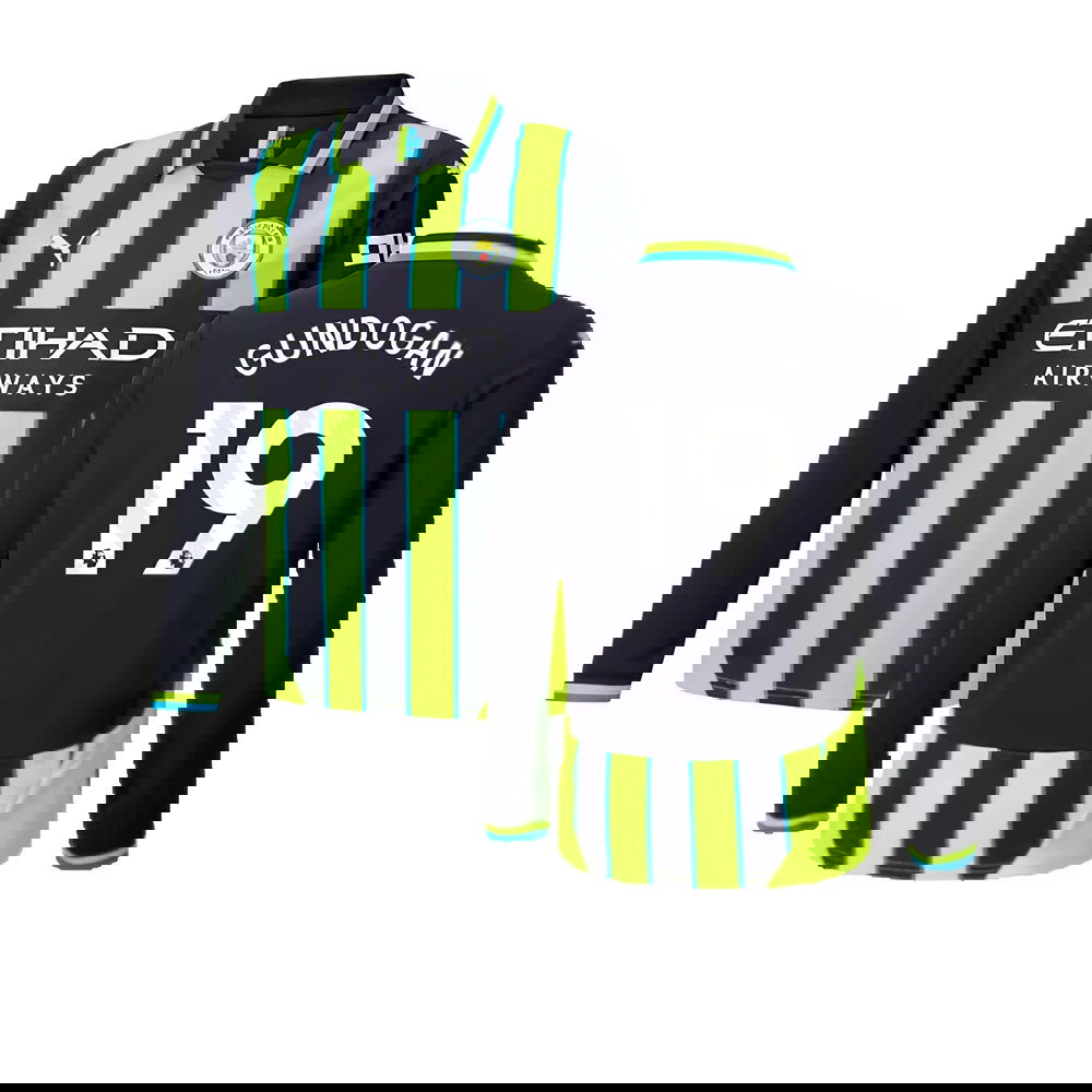 2024-2025 Man City Away Long Sleeve Shirt (Kids) (Gundogan 19)