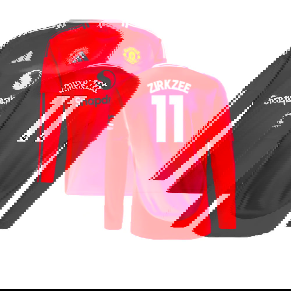 2024-2025 Man Utd Long Sleeve Home Shirt (Zirkzee 11)