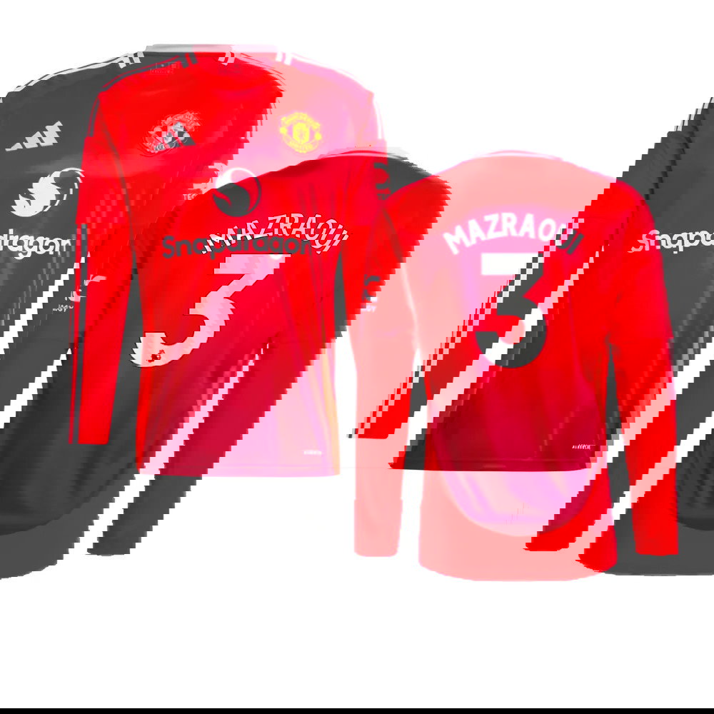 2024-2025 Man Utd Long Sleeve Home Shirt (Mazraoui 3)