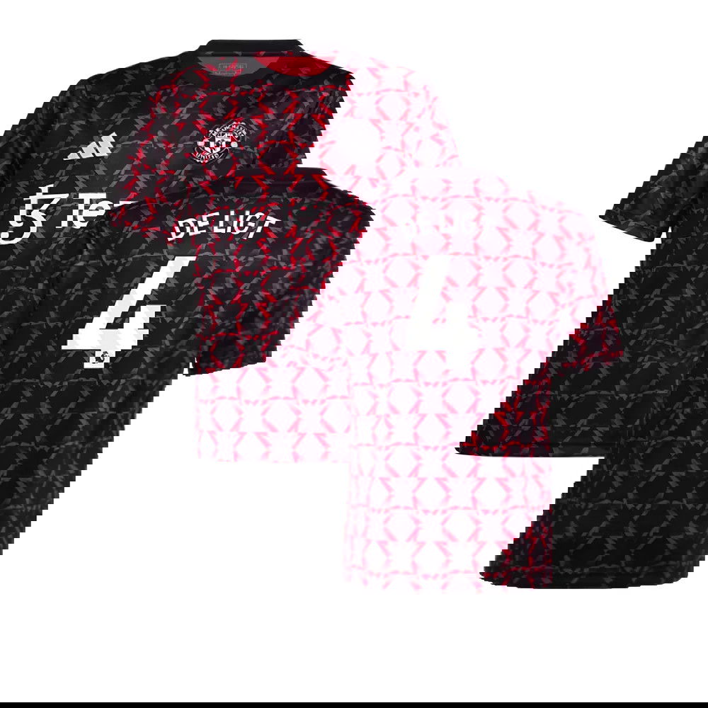 2024-2025 Man Utd Pre-Match Shirt (Black) - Kids (De Ligt 4)