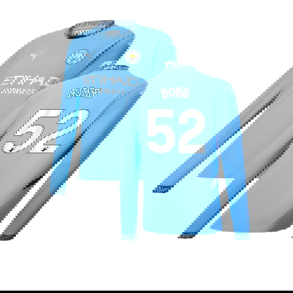 2024-2025 Man City Home Long Sleeve Shirt (Bobb 52)