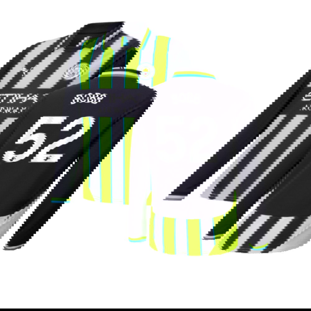 2024-2025 Man City Away Long Sleeve Shirt (Kids) (Bobb 52)