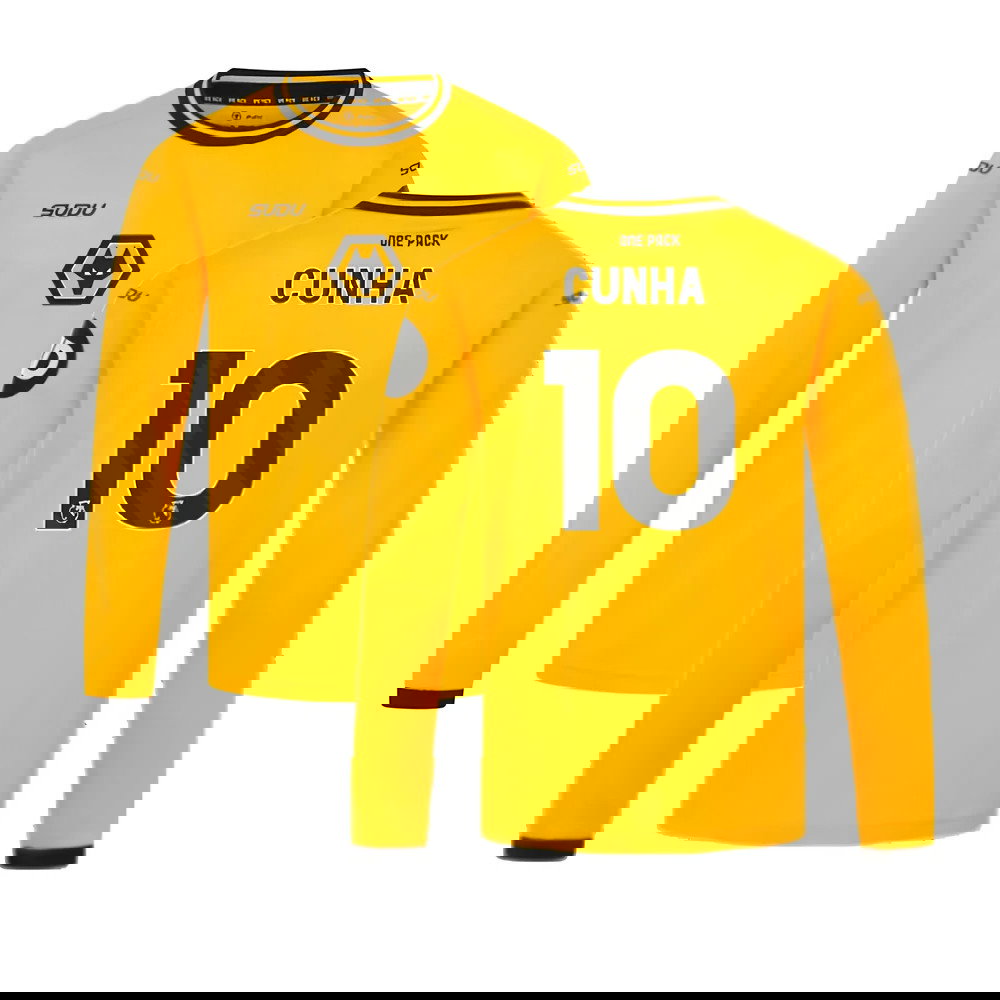 2024-2025 Wolves Long Sleeve Home Shirt (Kids) (Cunha 10)