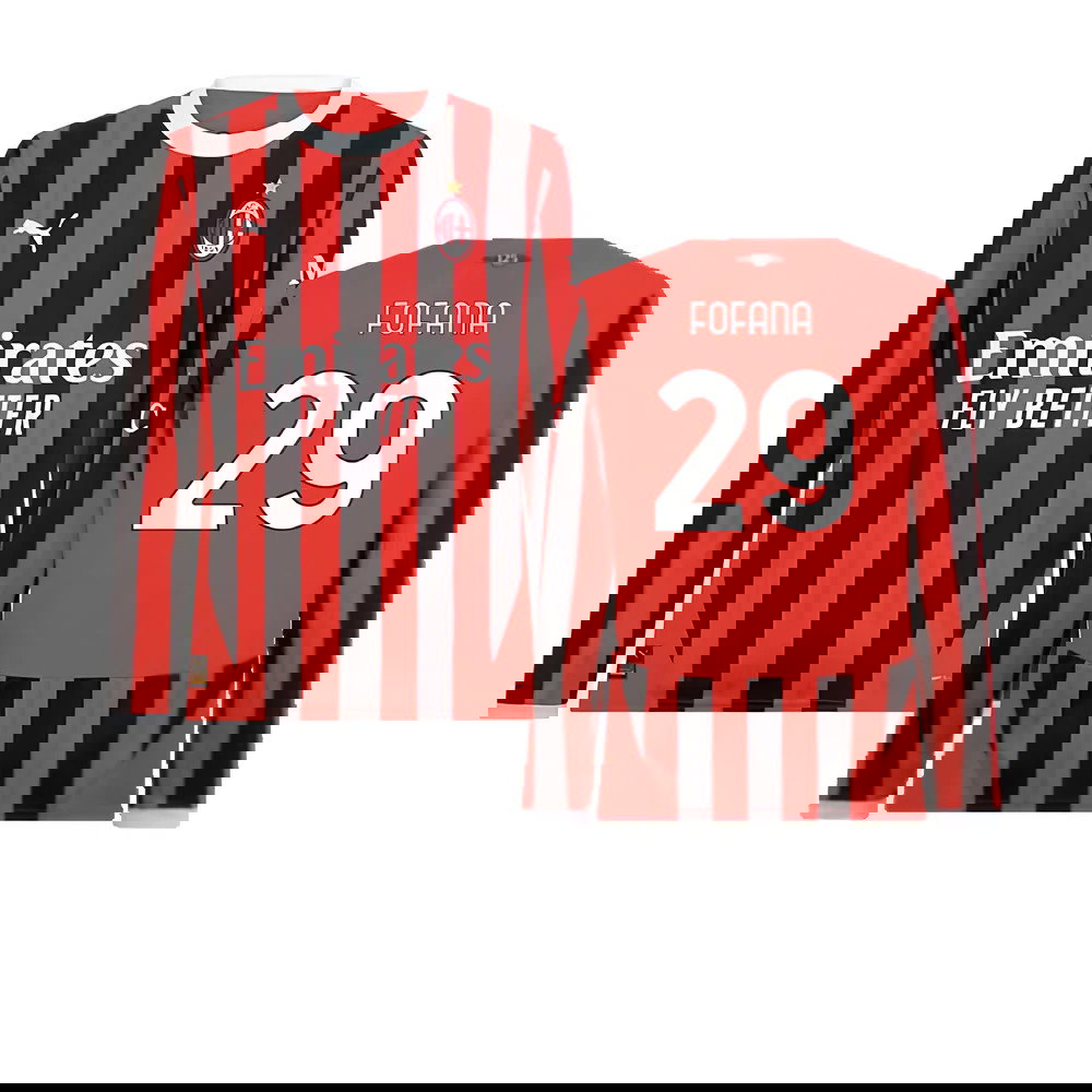 2024-2025 AC Milan Home Long Sleeve Shirt (Fofana 29)