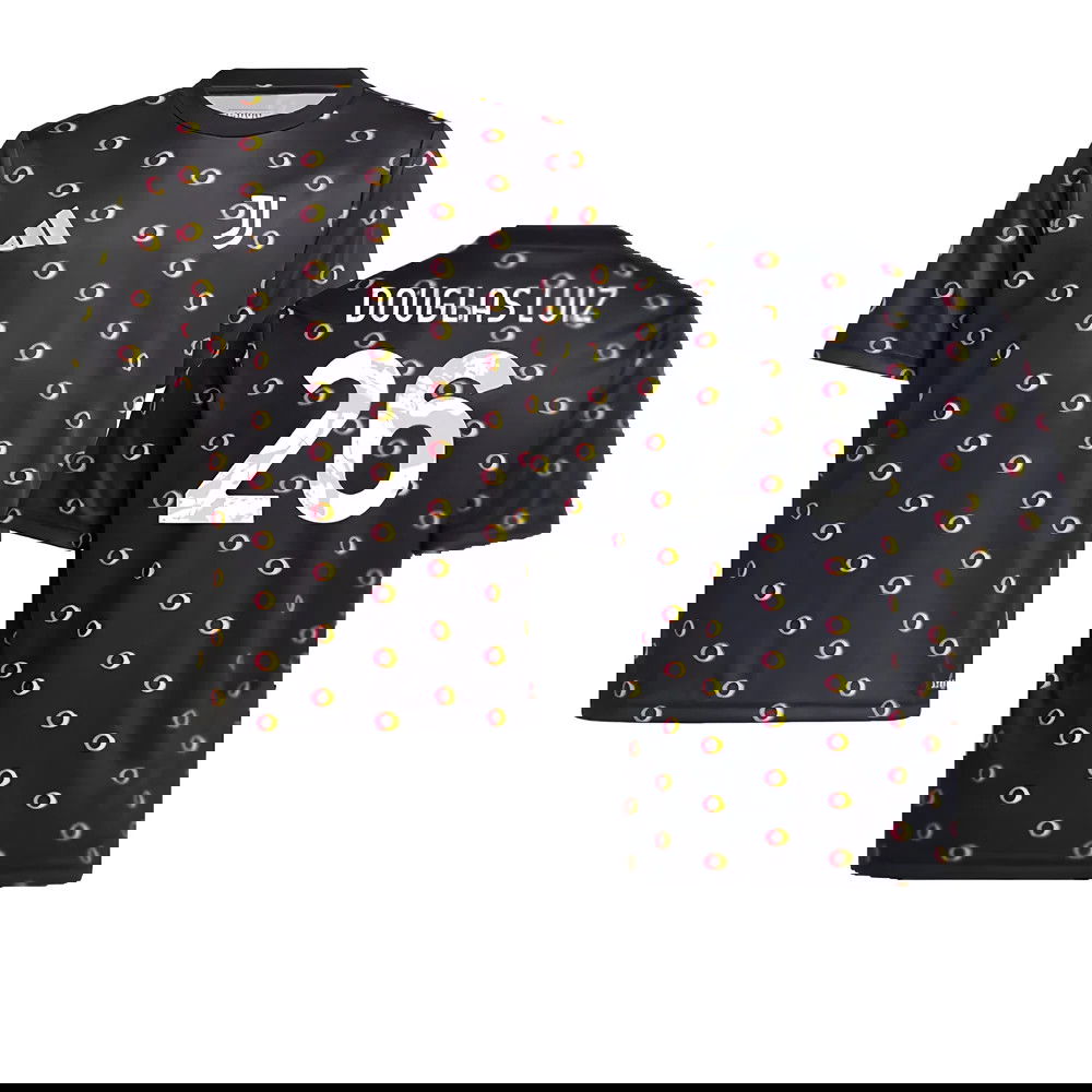 2024-2025 Juventus Pre-Match Shirt (Black) - Kids (Douglas Luiz 26)