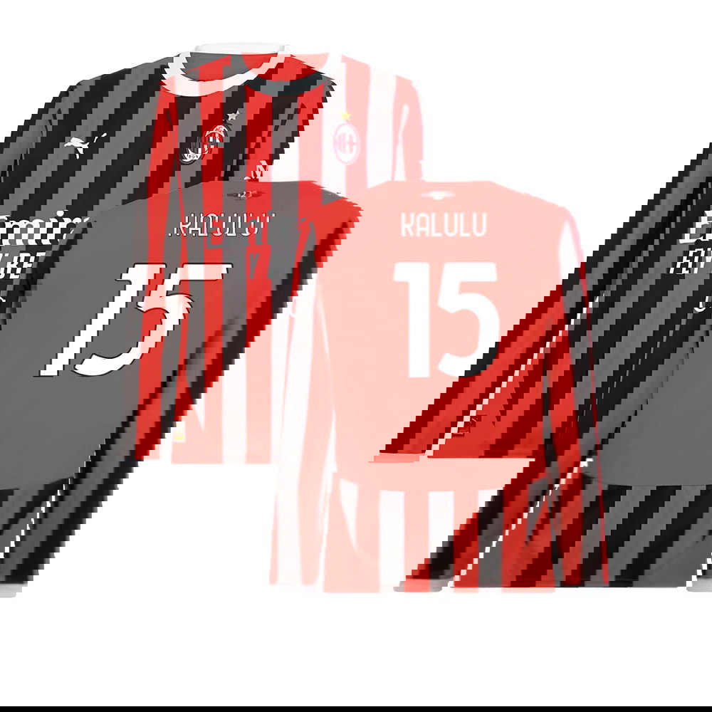 2024-2025 AC Milan Home Long Sleeve Shirt (Kalulu 15)
