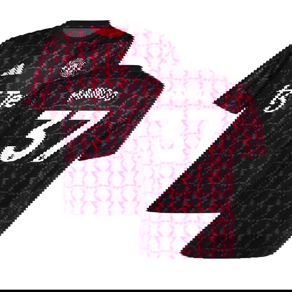 2024-2025 Man Utd Pre-Match Shirt (Black) - Kids (Mainoo 37)