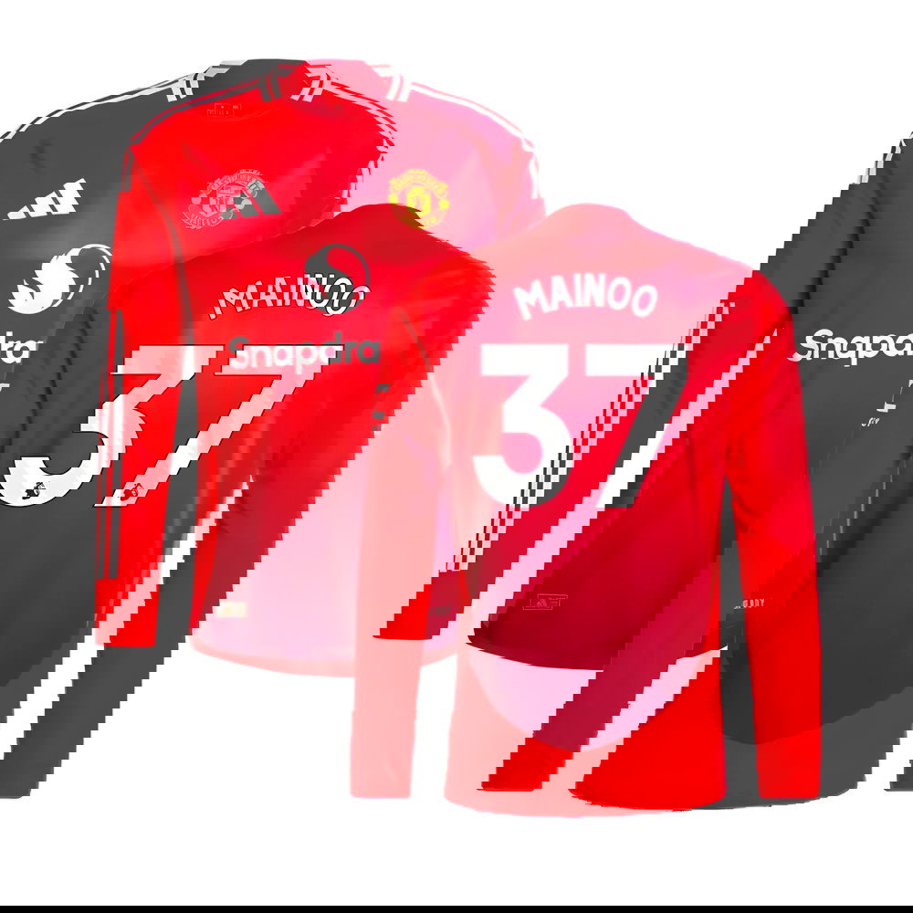 2024-2025 Man Utd Authentic Long Sleeve Home Shirt (Mainoo 37)