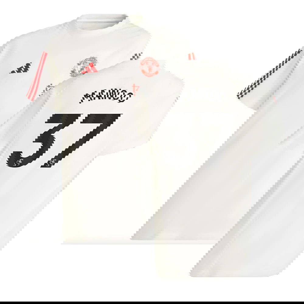 2023-2024 Man Utd Training Tee (White) - Kids (Mainoo 37)