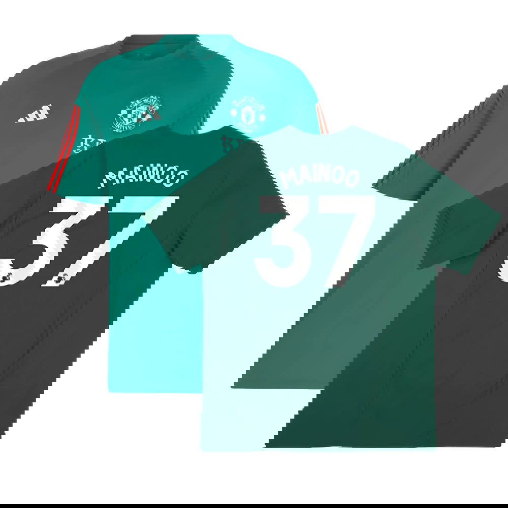 2023-2024 Man Utd Training Tee (Green) (Mainoo 37)