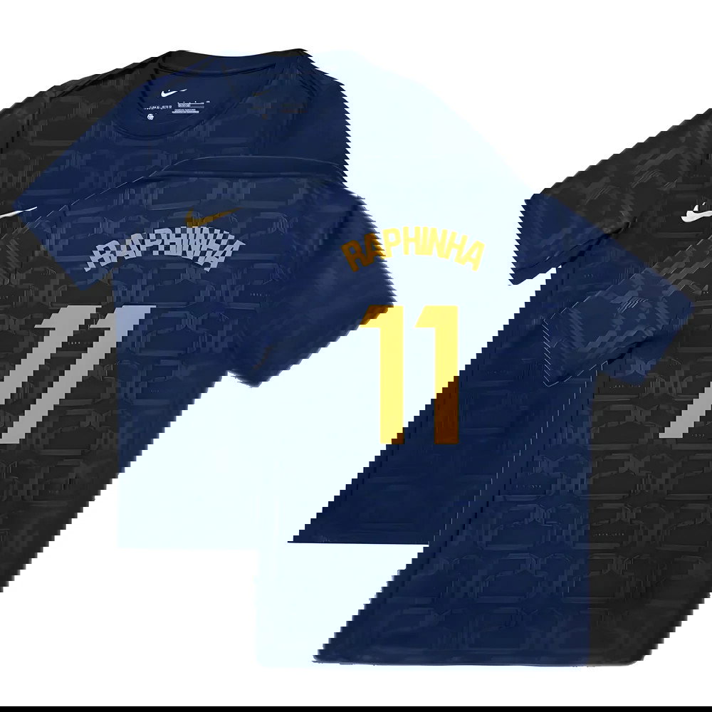 2024-2025 Barcelona Pre-Match Training Shirt (Navy) - Kids (Raphinha 11)