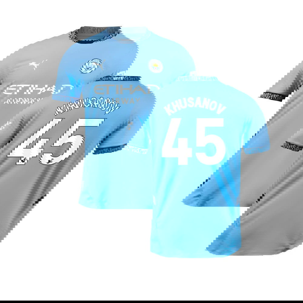 2024-2025 Man City Home Authentic Shirt (Khusanov 45)