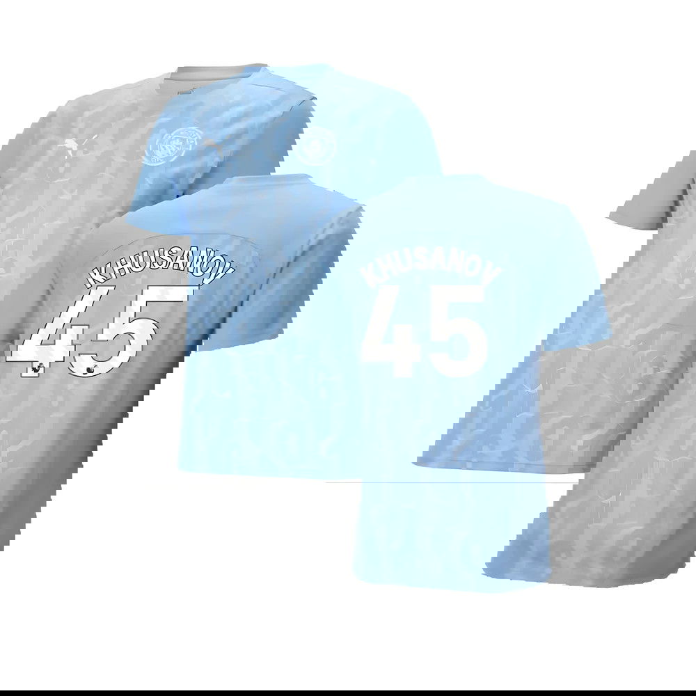 2024-2025 Man City Prematch SS Shirt (Light Blue) (Khusanov 45)