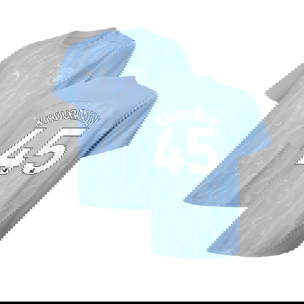 2024-2025 Man City Prematch SS Shirt (Light Blue) - Kids (Khusanov 45)