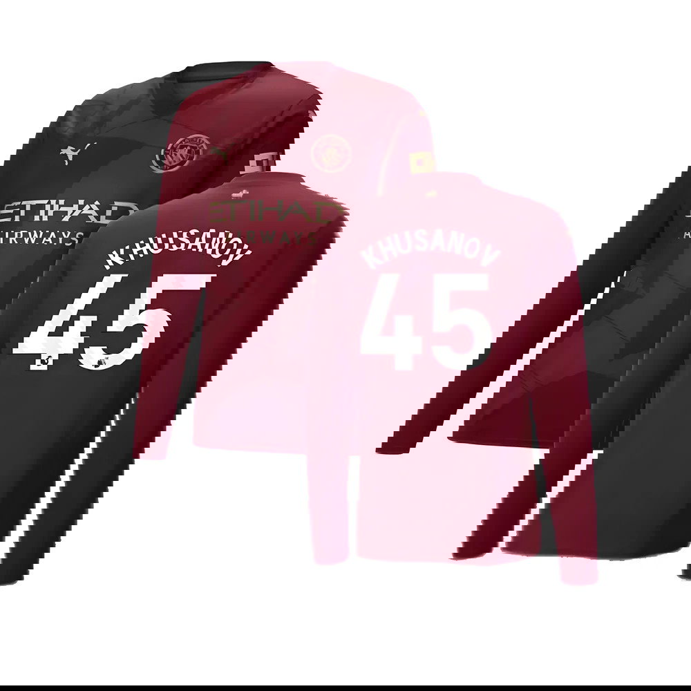 2024-2025 Man City Third Long Sleeve Shirt (Khusanov 45)