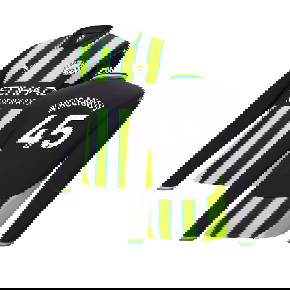 2024-2025 Man City Away Long Sleeve Shirt (Khusanov 45)