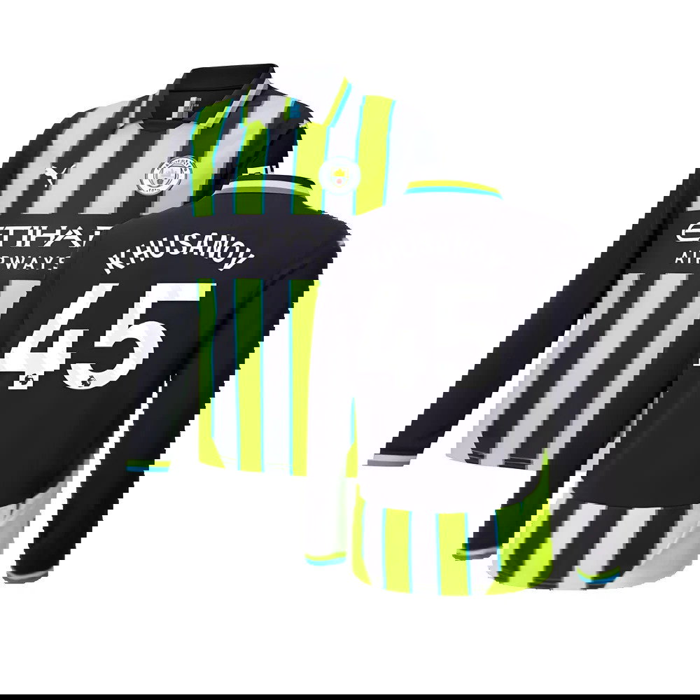 2024-2025 Man City Away Long Sleeve Shirt (Kids) (Khusanov 45)