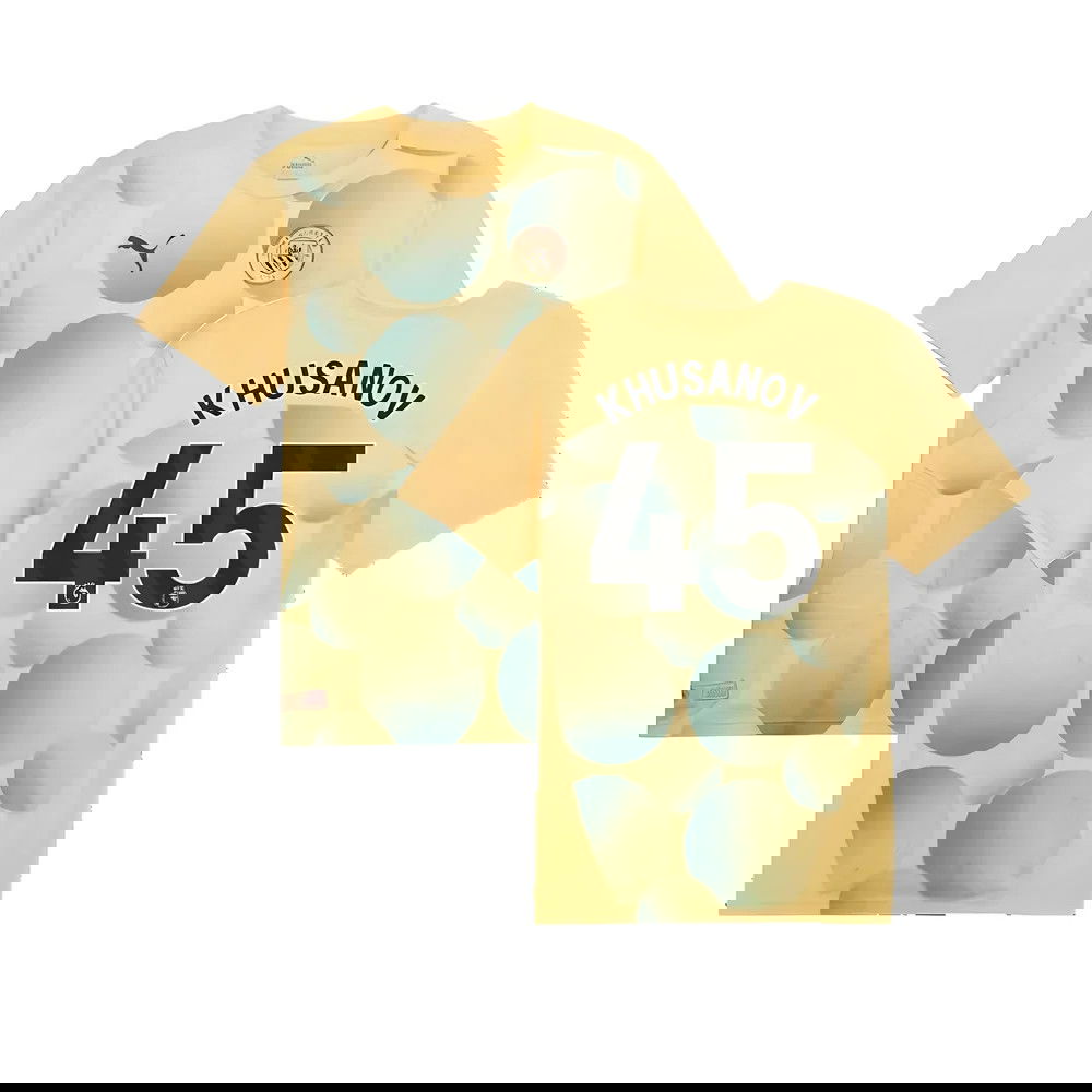 2024-2025 Man City Prematch SS Shirt (Flaxen) (Khusanov 45)