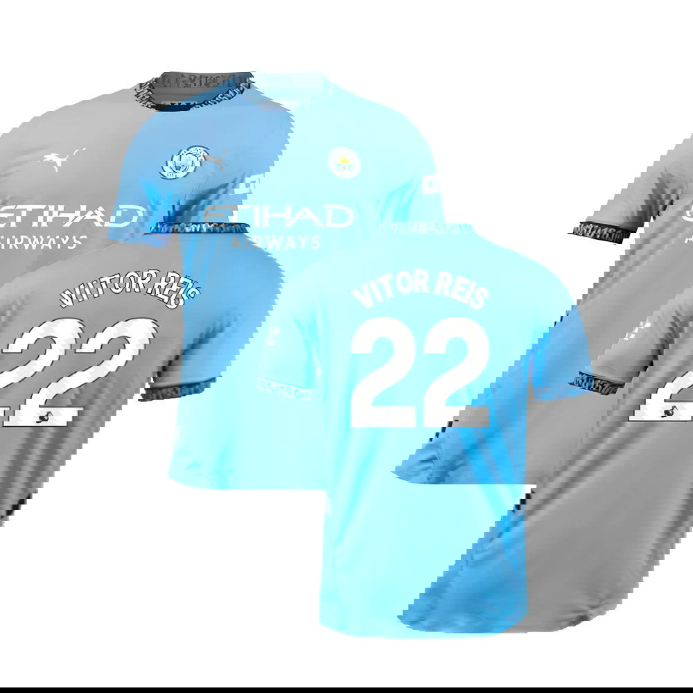 2024-2025 Man City Home Authentic Shirt (Vitor Reis 22)