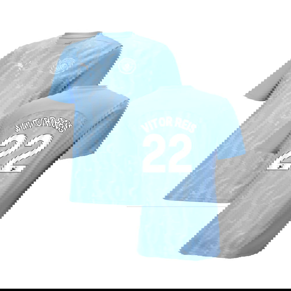 2024-2025 Man City Prematch SS Shirt (Light Blue) (Vitor Reis 22)