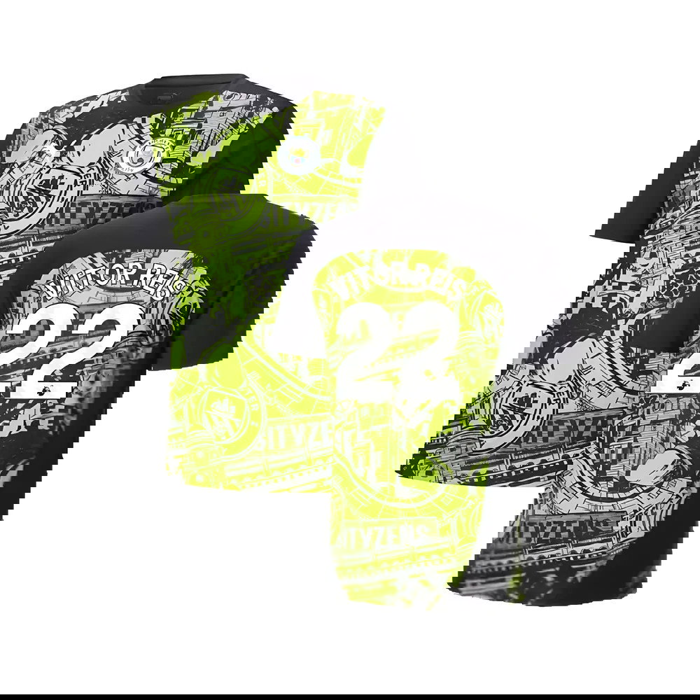 2024-2025 Man City Pre-Match Shirt (Yellow Glow) (Vitor Reis 22)