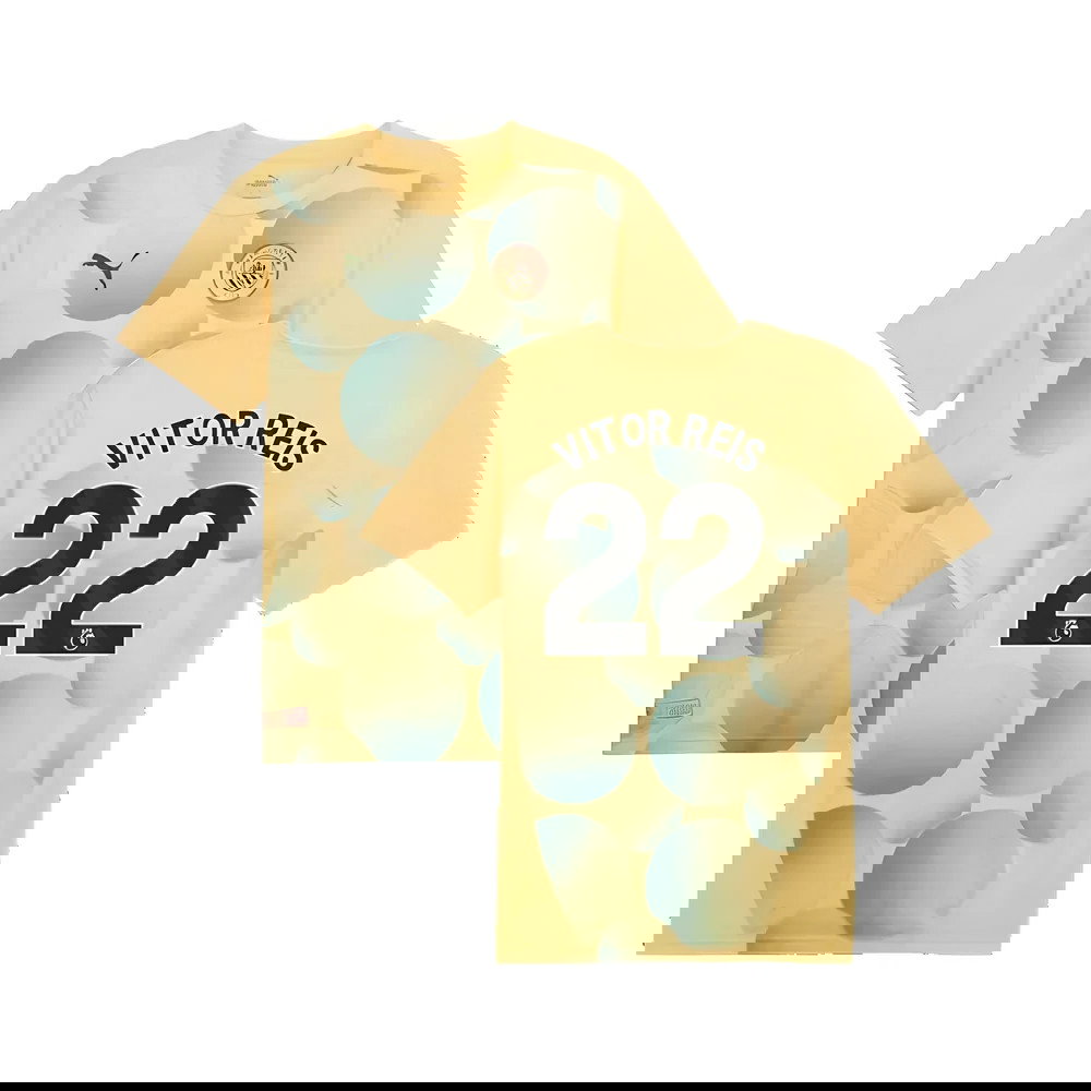 2024-2025 Man City Prematch SS Shirt (Flaxen) - Kids (Vitor Reis 22)
