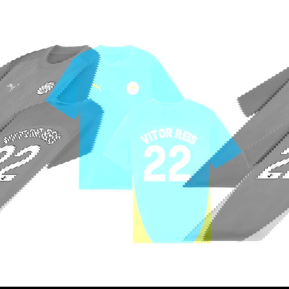 2024-2025 Man City Training Shirt (Magic Blue) - Kids (Vitor Reis 22)