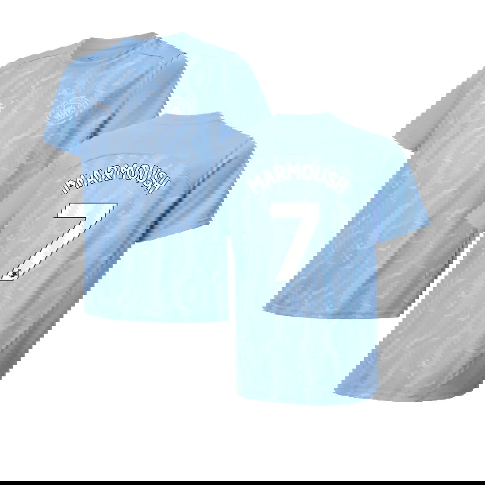 2024-2025 Man City Prematch SS Shirt (Light Blue) - Kids (Marmoush 7)