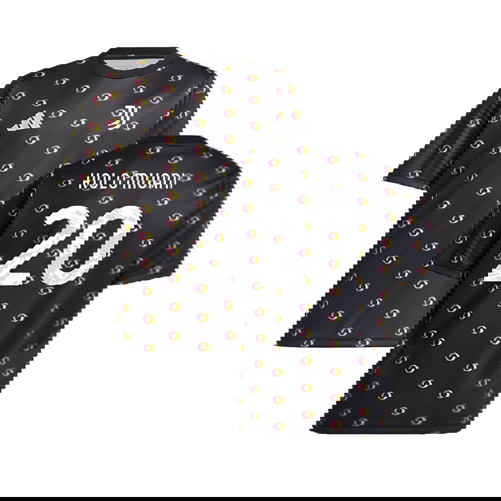 2024-2025 Juventus Pre-Match Shirt (Black) - Kids (Kolo Muani 20)