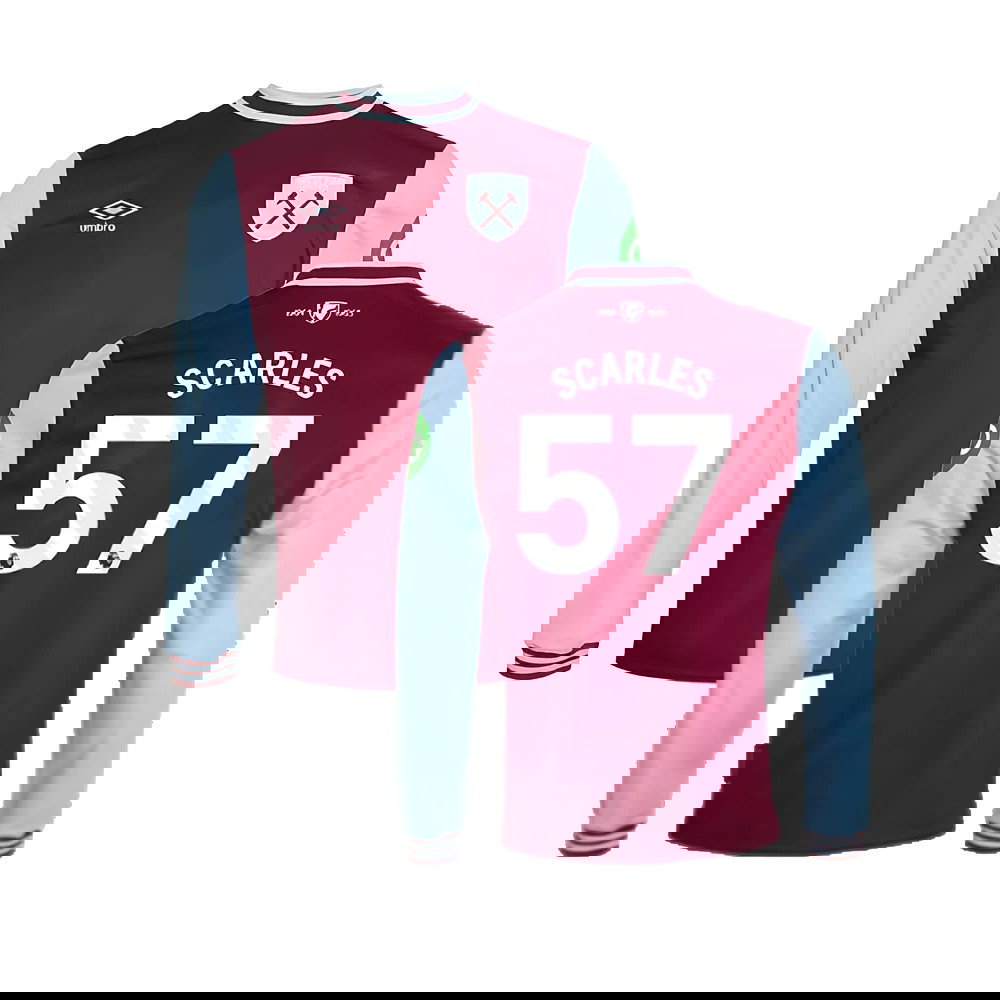 2024-2025 West Ham Long Sleeve Home Shirt (Kids) (Scarles 57)