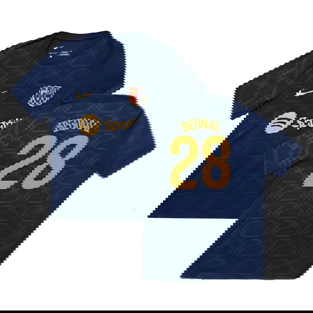 2024-2025 Barcelona Pre-Match Training Shirt (Navy) - Kids (Bernal 28)