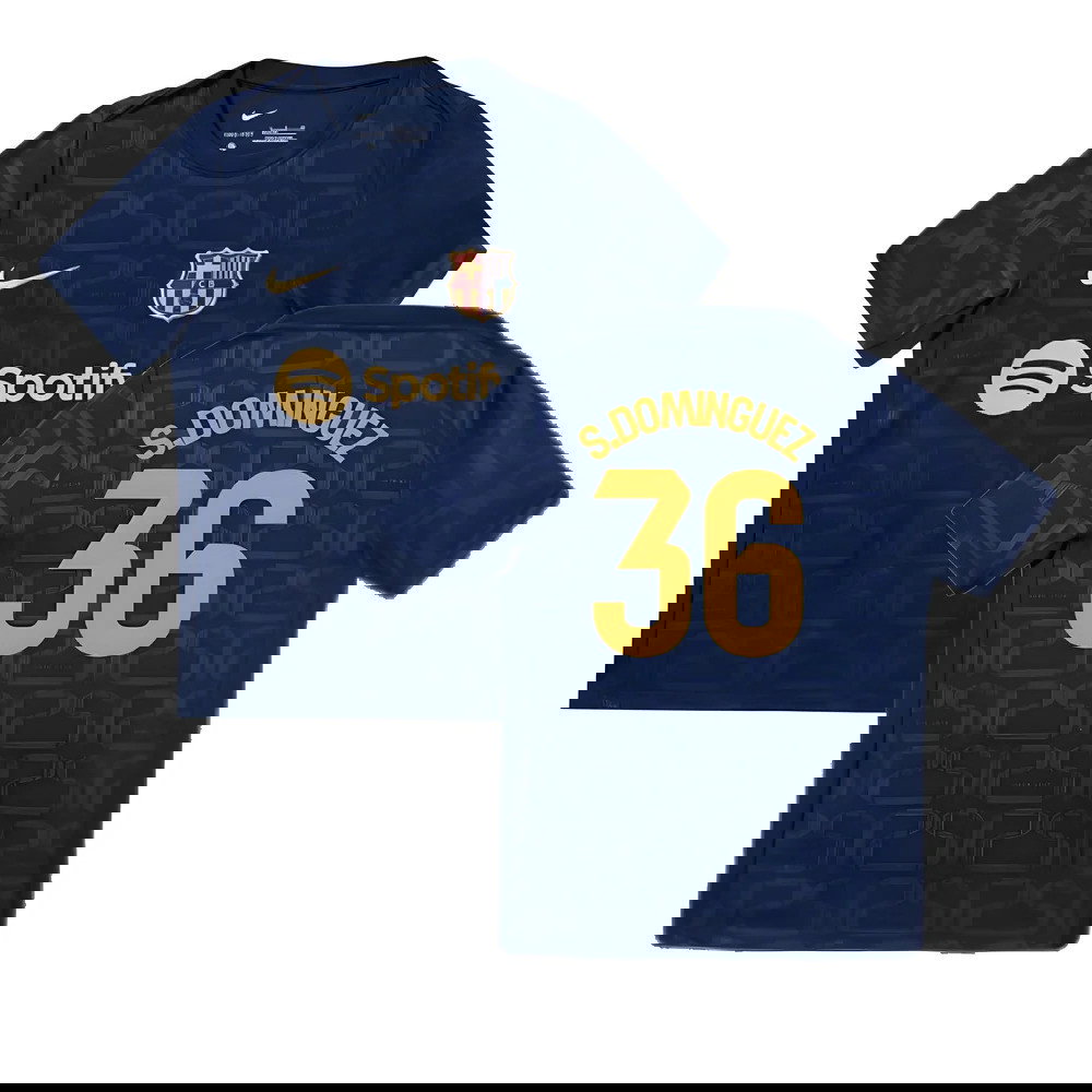 2024-2025 Barcelona Pre-Match Training Shirt (Navy) - Kids (S.Dominguez 36)