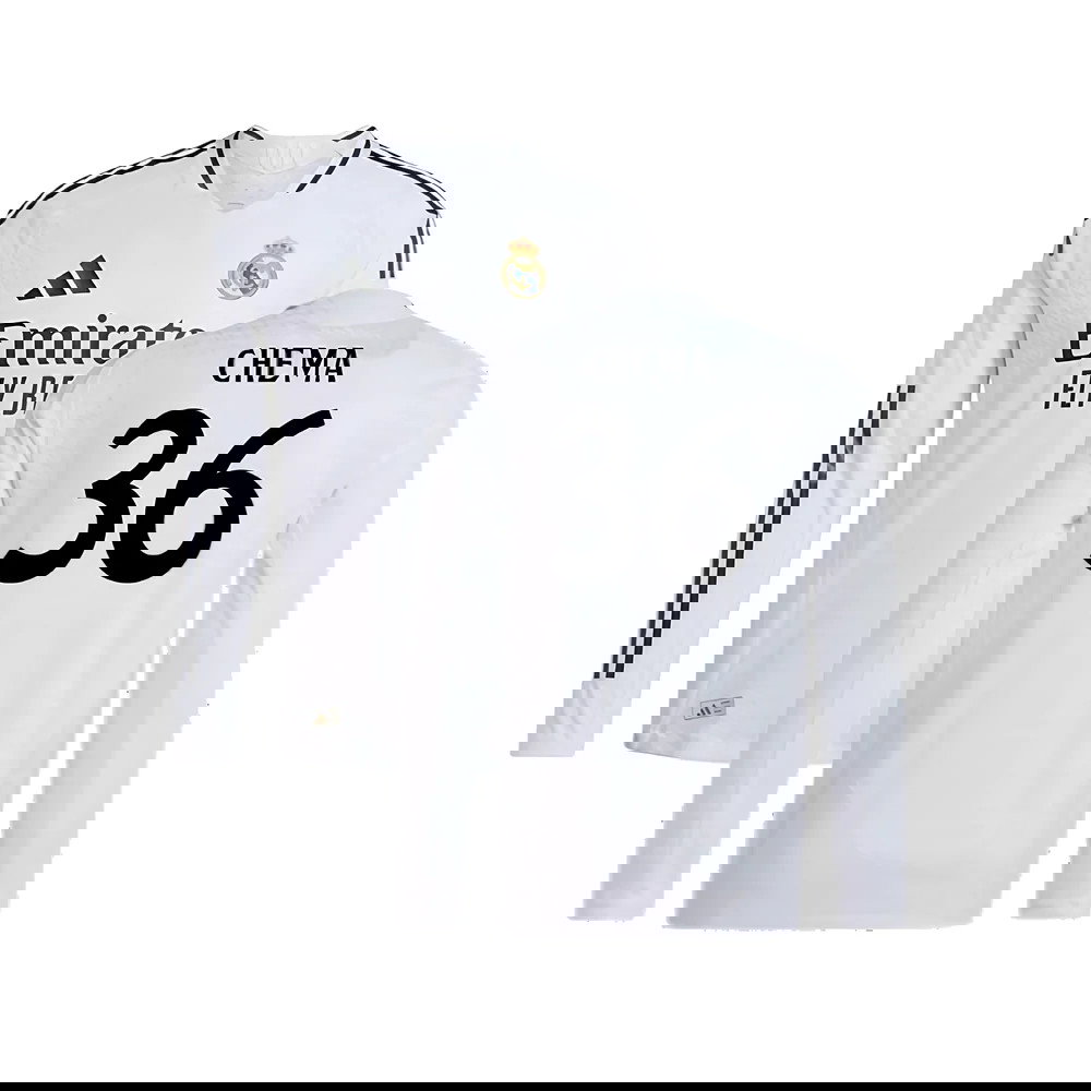 2024-2025 Real Madrid Authentic Long Sleeve Home Shirt (Chema 36)