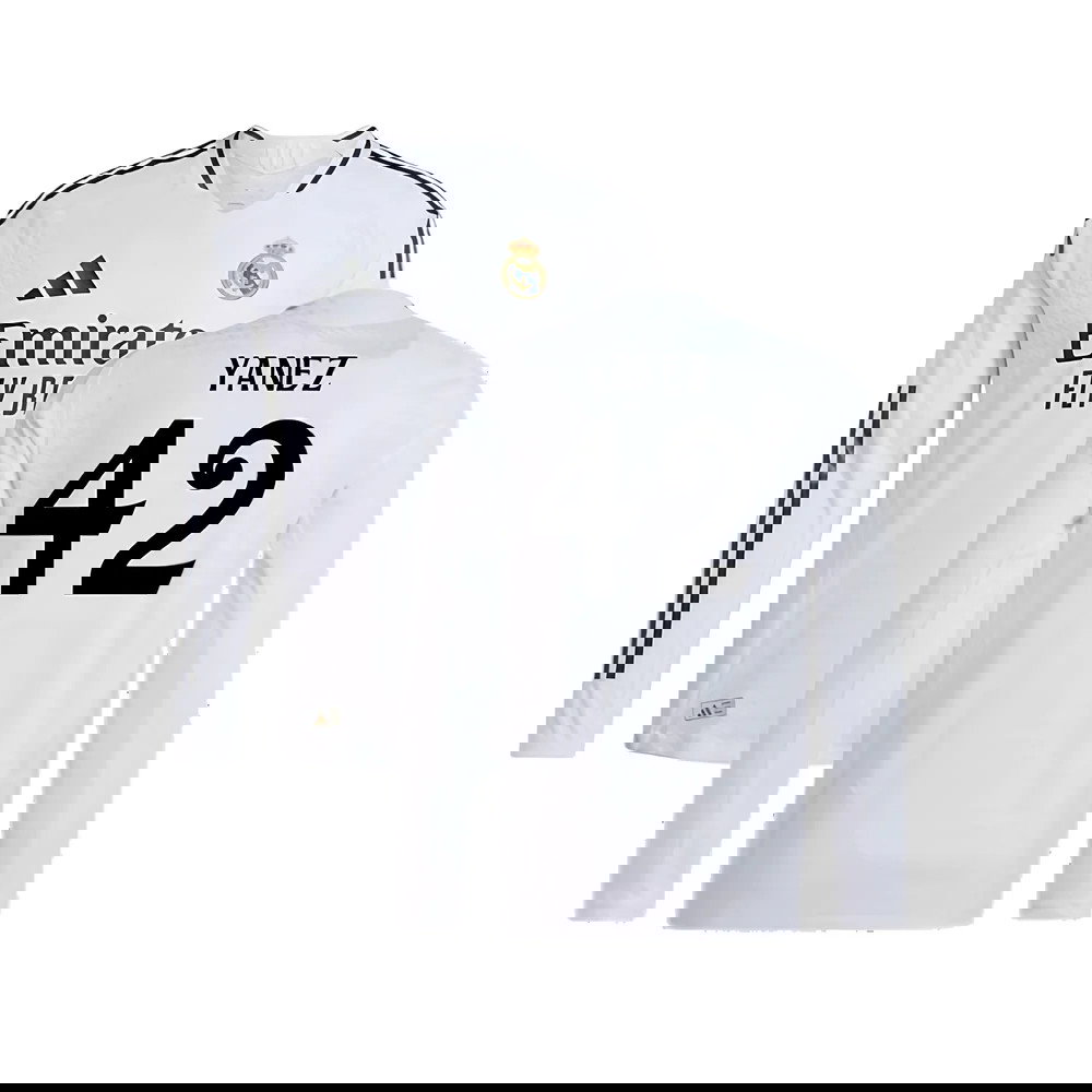 2024-2025 Real Madrid Authentic Long Sleeve Home Shirt (Yanez 42)
