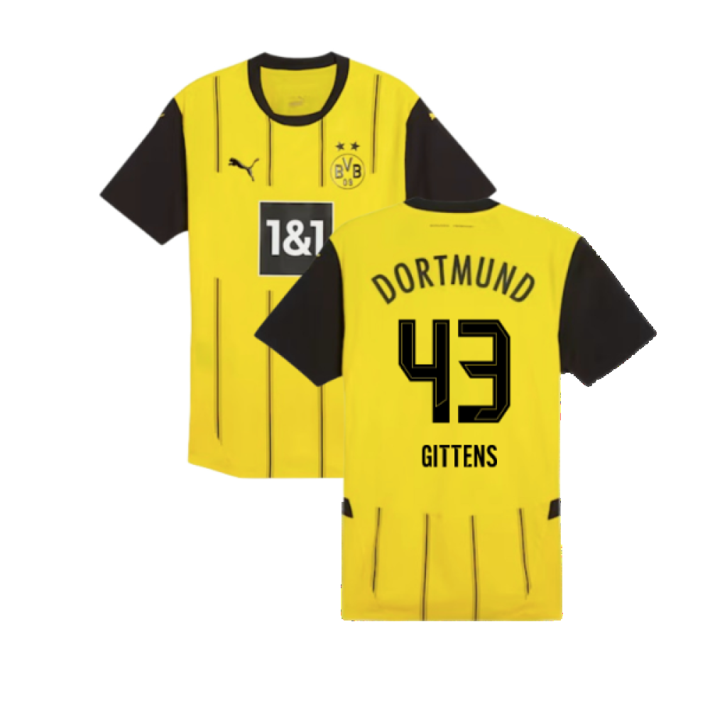 2024-2025 Borussia Dortmund Authentic Home Shirt (Gittens 43)