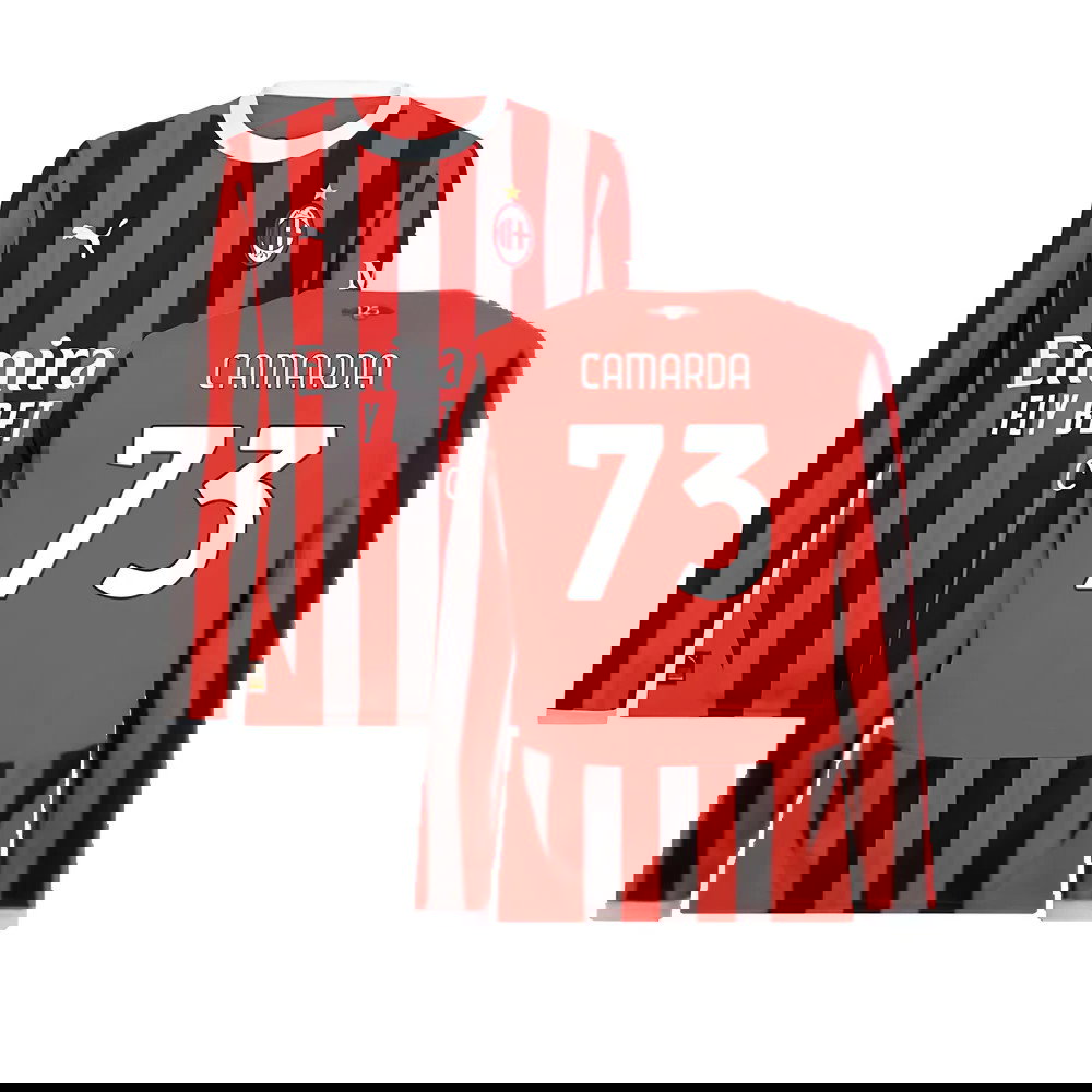 2024-2025 AC Milan Home Long Sleeve Shirt (Camarda 73)