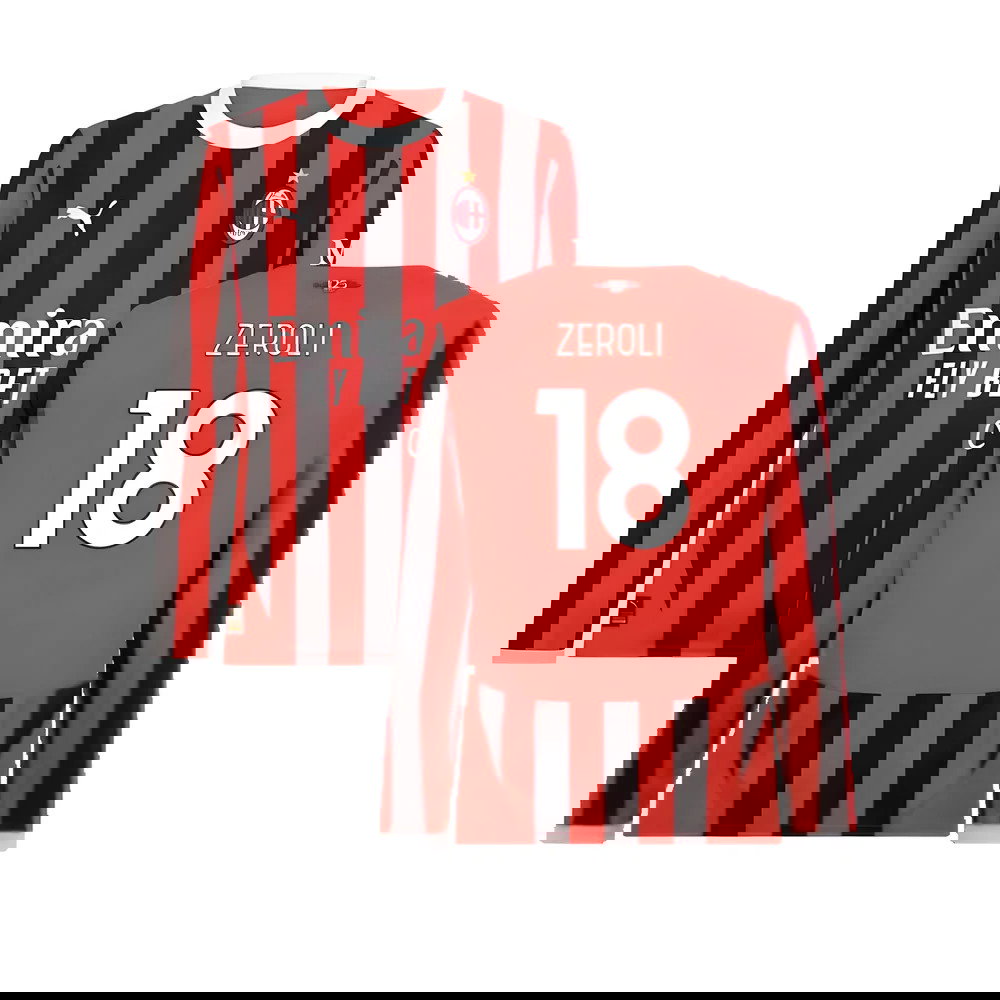 2024-2025 AC Milan Home Long Sleeve Shirt (Zeroli 18)