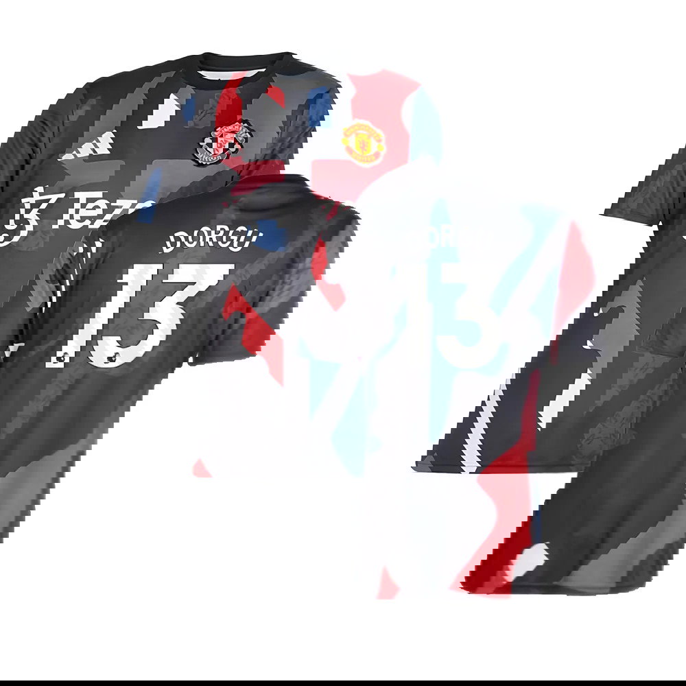 2024-2025 Man Utd Pre-Match Jersey (Black) (Dorgu 13)