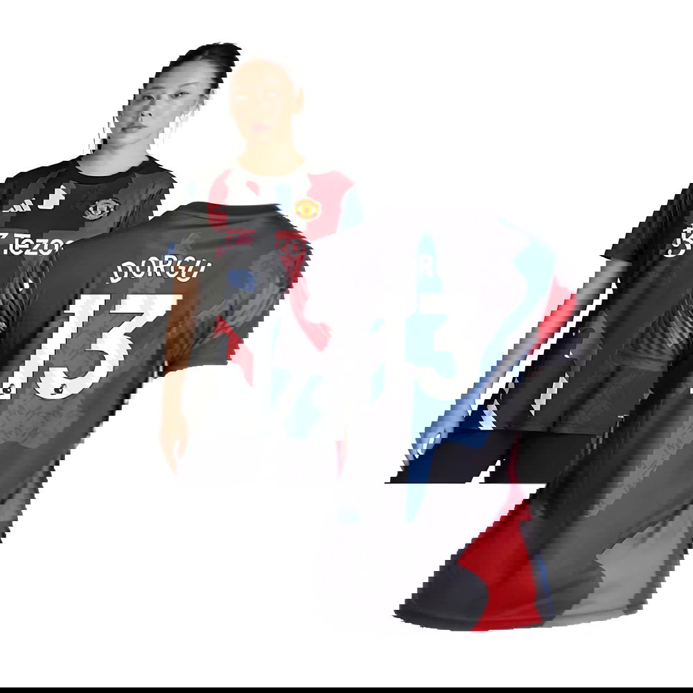2024-2025 Man Utd Pre-Match Shirt (Black) - Womens (Dorgu 13)