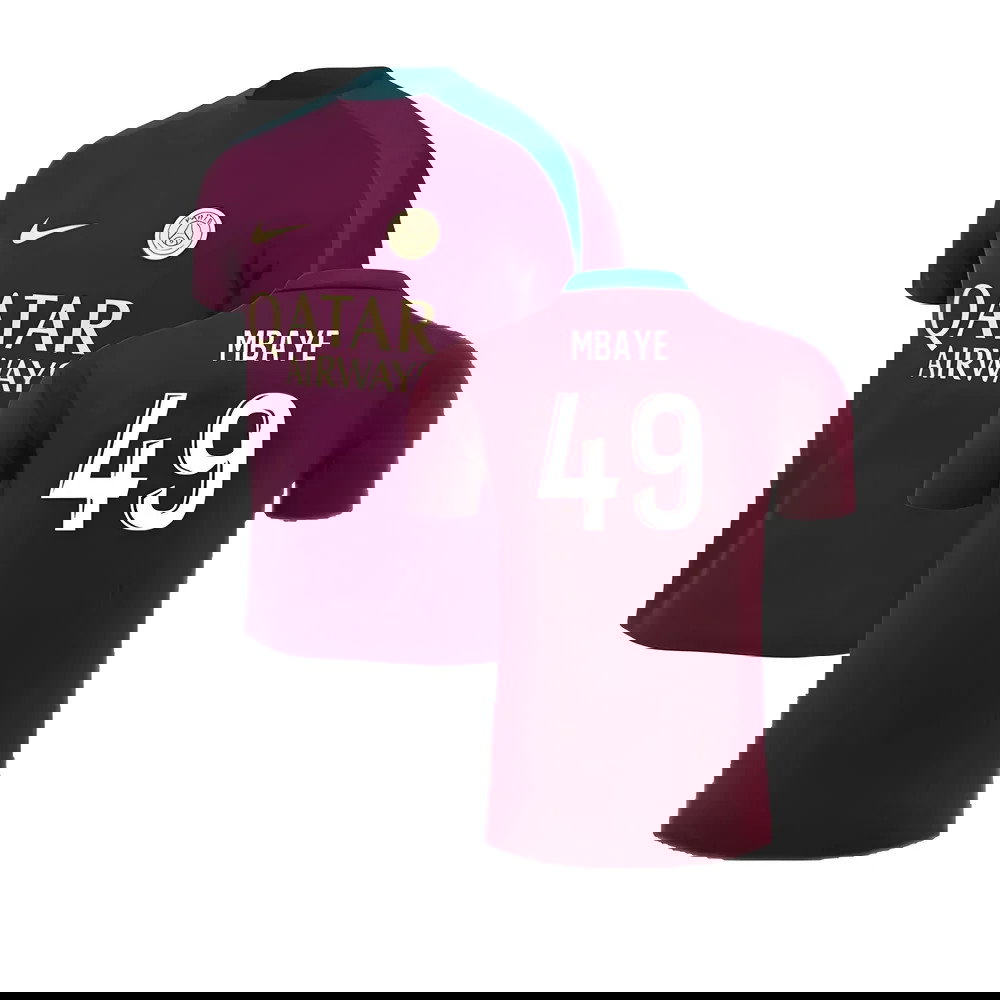 2024-2025 PSG Strike Dri-Fit Training Shirt (Bordeaux) - Kids (Mbaye 49)