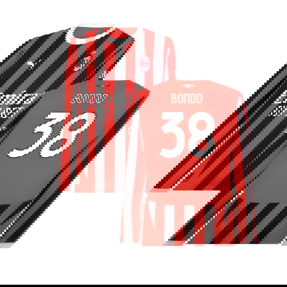2024-2025 AC Milan Home Long Sleeve Shirt (Bondo 38)