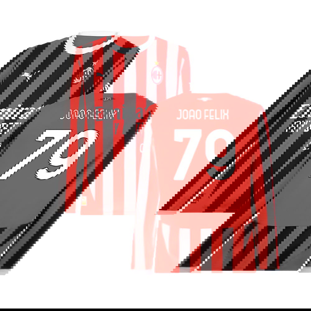 2024-2025 AC Milan Home Long Sleeve Shirt (Joao Felix 79)